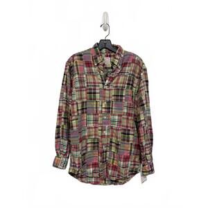 Brooks Brothers Cotton Madras Pink Patchwork Plaid Button-Up Shirt Preppy Small
